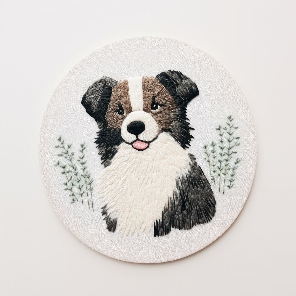 Border Collie embroidery cute art. AI generated Image by rawpixel.