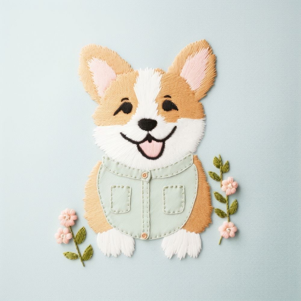 Corgi embroidery textile toy. AI generated Image by rawpixel.