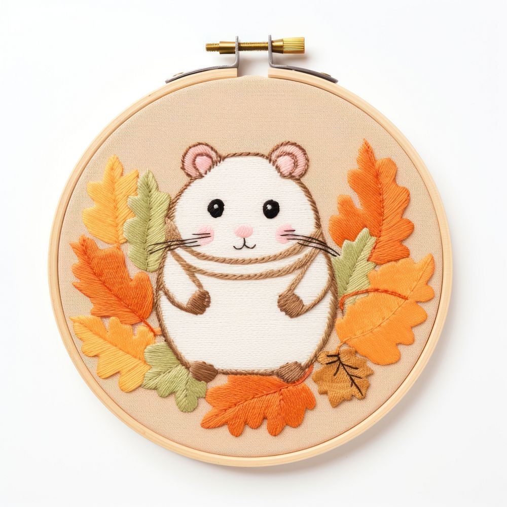 Hamster embroidery textile pattern. 