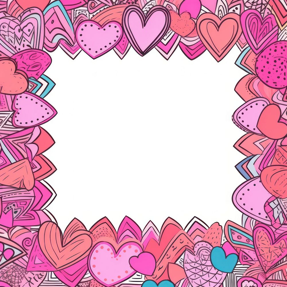 Pink heart backgrounds pattern drawing. AI generated Image by rawpixel.