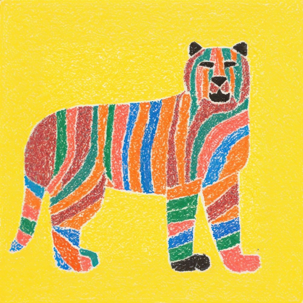 A tiger painting animal mammal. AI generated Image by rawpixel.
