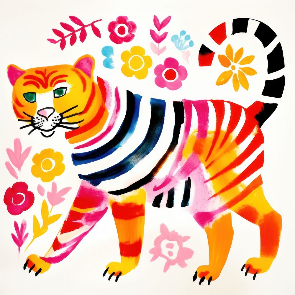 Tiger graphics pattern animal. AI generated Image by rawpixel.