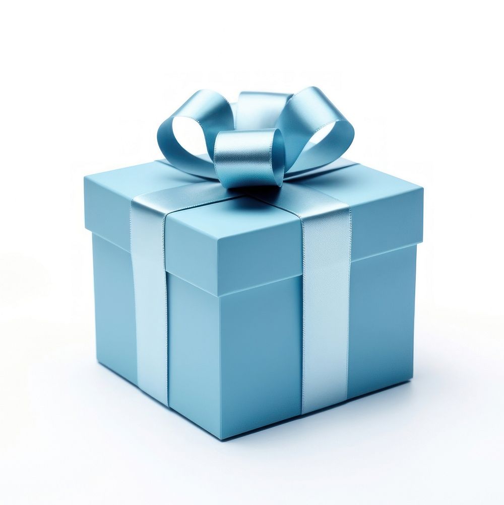 Gift blue box white background. AI generated Image by rawpixel.