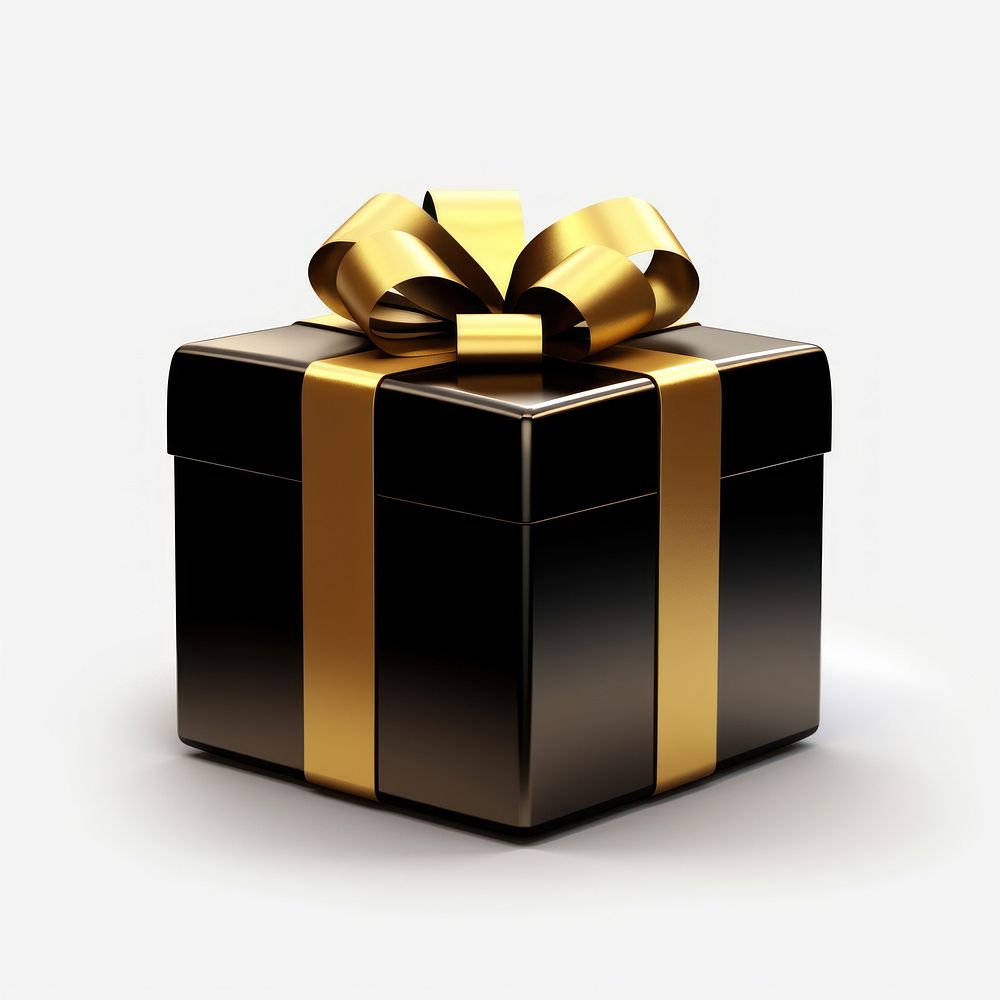 Gift gold box white background. AI generated Image by rawpixel.