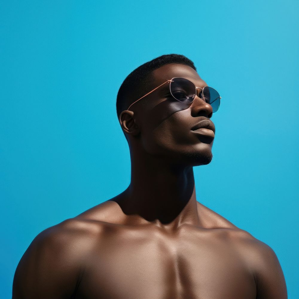 Black male sunglasses portrait photo. AI generated Image by rawpixel.