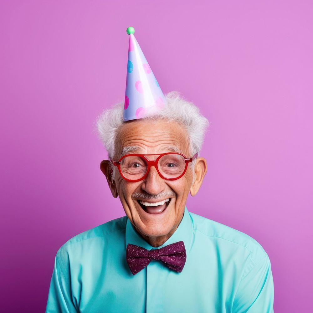 Old person portrait birthday laughing. AI generated Image by rawpixel.