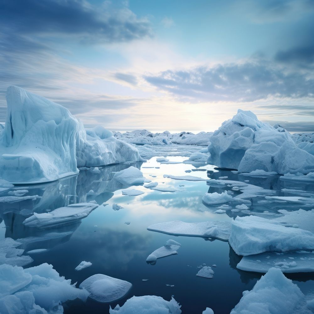 Climate change ice landscape mountain. AI generated Image by rawpixel.