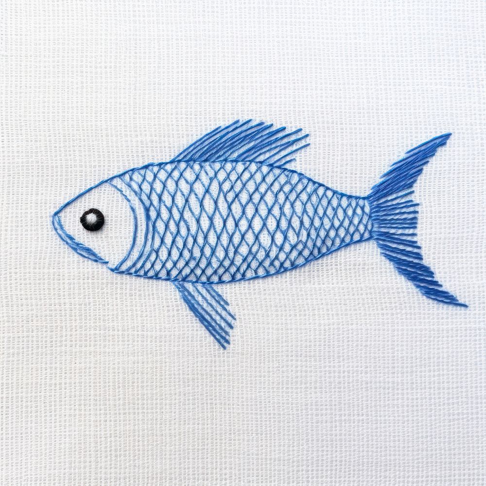 Fish pattern fish embroidery. AI generated Image by rawpixel.