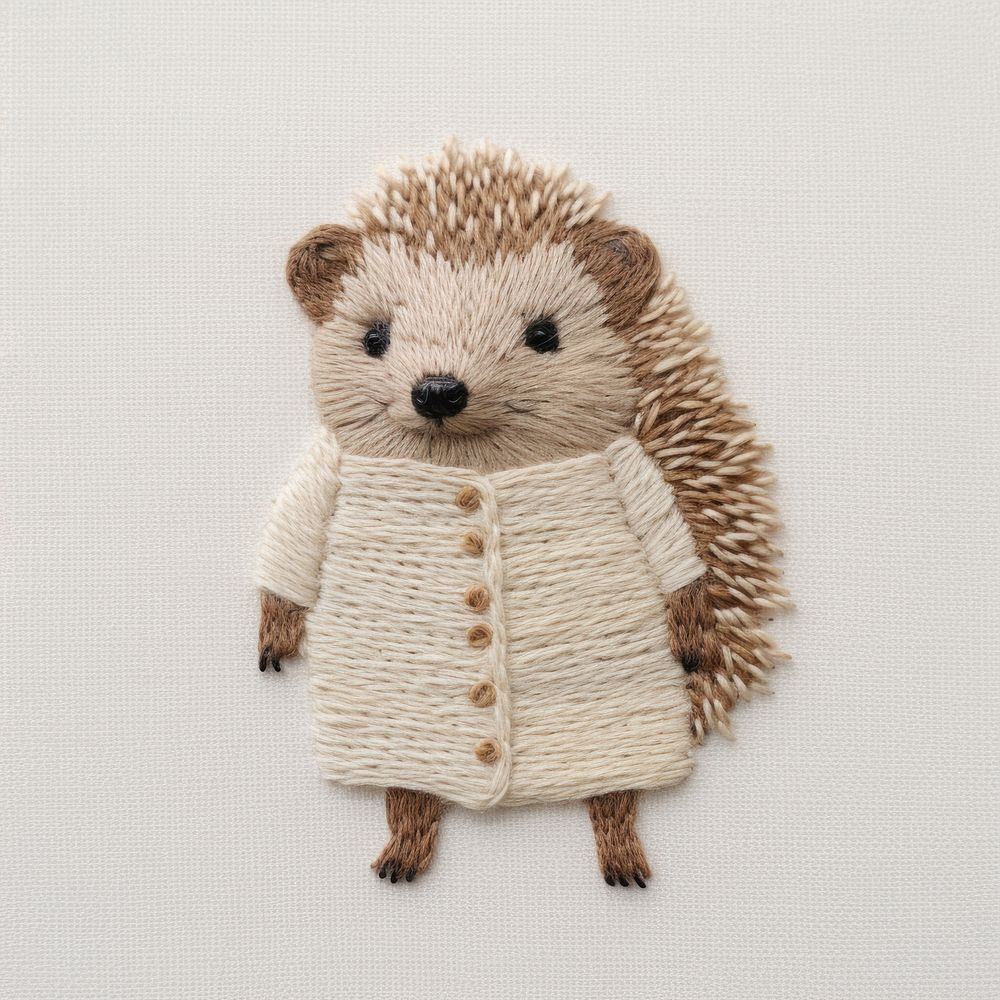 Hedgehog wears a sweater textile pattern mammal. AI generated Image by rawpixel.