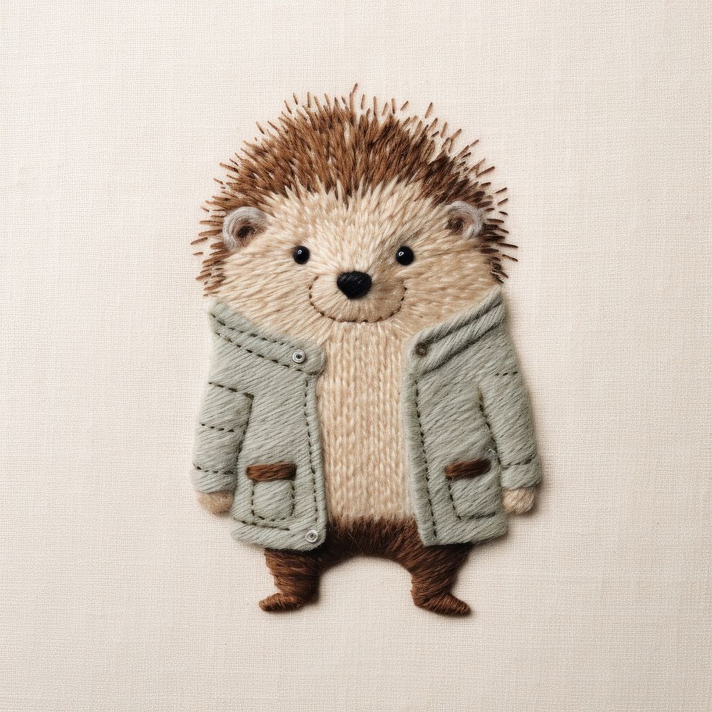 Hedgehog wears a sweater textile mammal animal. AI generated Image by rawpixel.