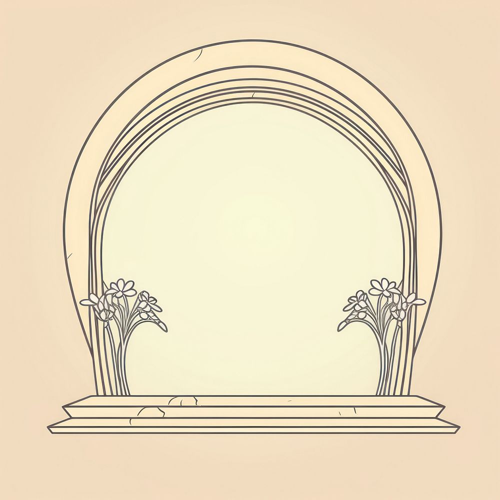 Arch and flower architecture drawing circle. AI generated Image by rawpixel.