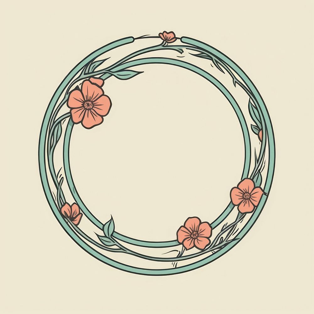 Flower circle frame pattern plant art. AI generated Image by rawpixel.