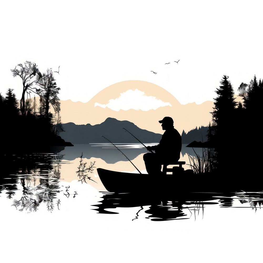 Fishing silhouette outdoors nature. AI generated Image by rawpixel.