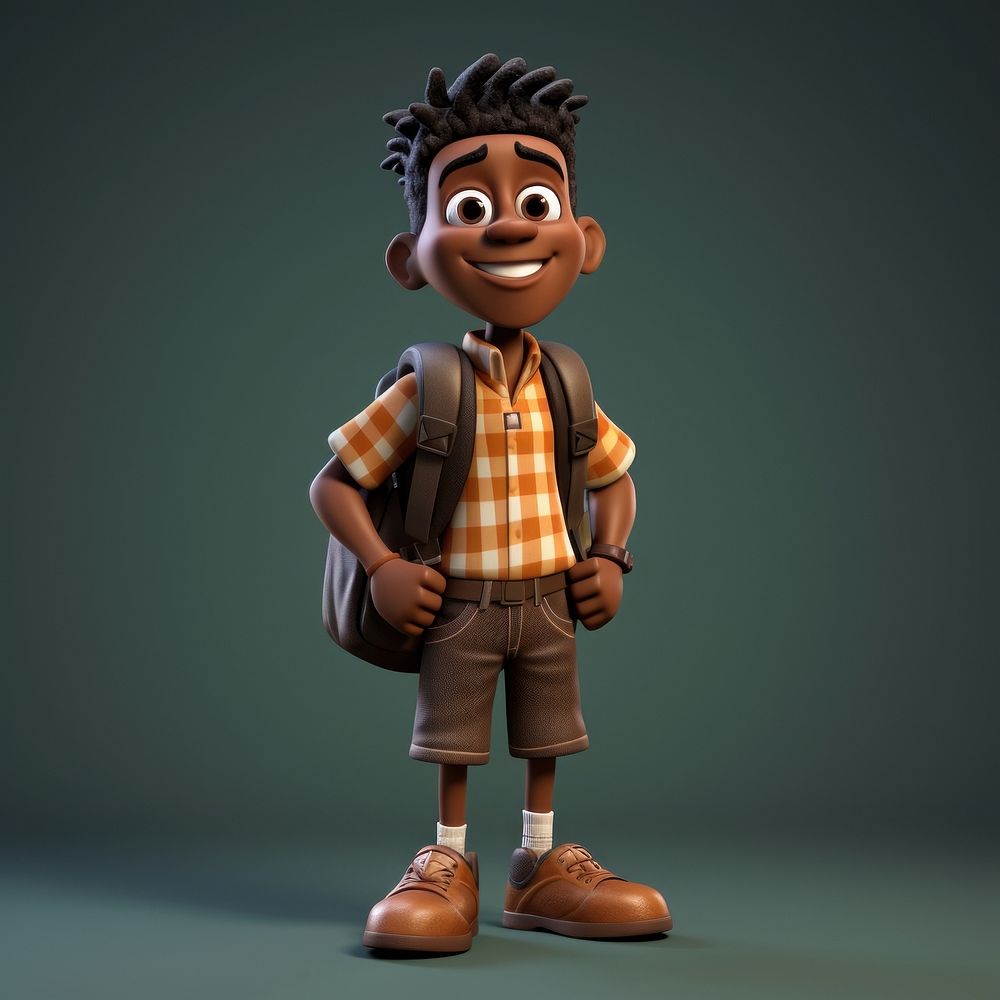 African american back to school figurine cartoon toy. AI generated Image by rawpixel.