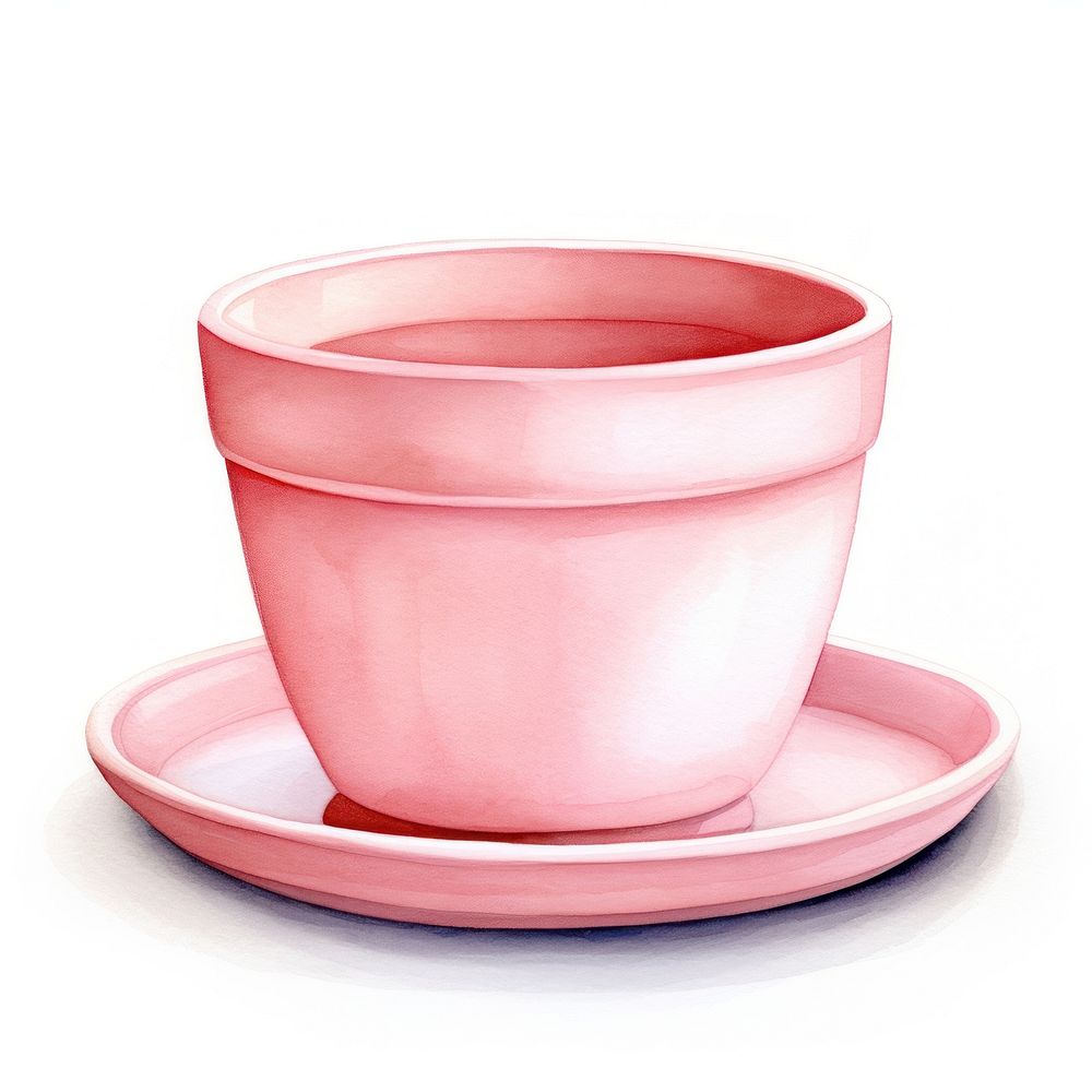 Single pink pot with saucer bowl cup mug. AI generated Image by rawpixel.