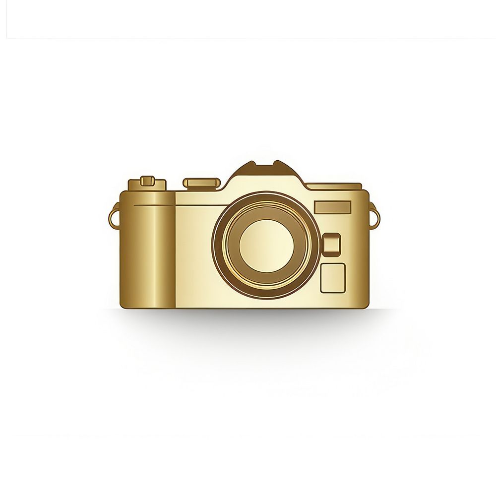 Camera icon gold white background photographing. AI generated Image by rawpixel.