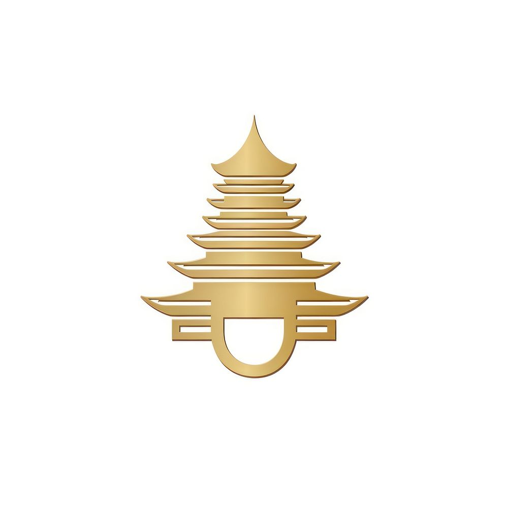 Chinese icon gold pagoda logo. AI generated Image by rawpixel.