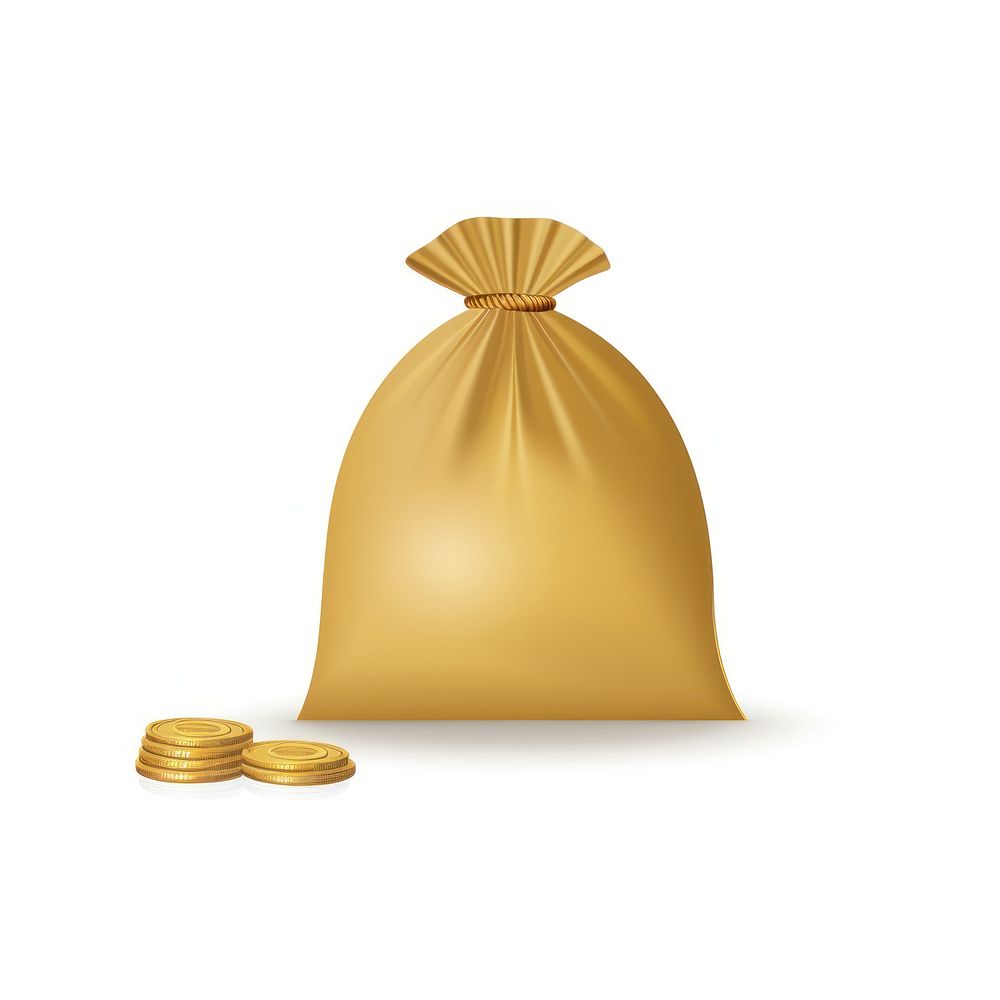Coin bag icon gold white background investment. AI generated Image by rawpixel.
