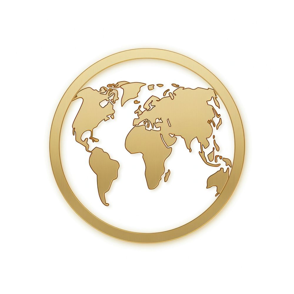 Earth icon gold map white background. AI generated Image by rawpixel.