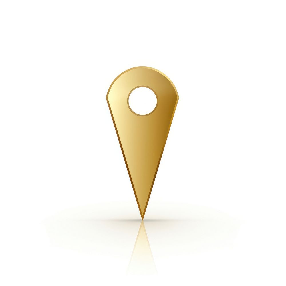 Location pin icon gold white background weaponry. AI generated Image by rawpixel.