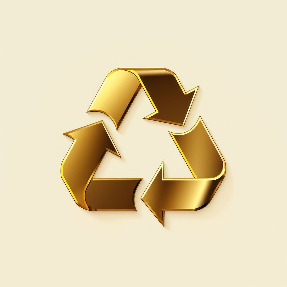 Recycle icon symbol gold logo. AI generated Image by rawpixel.