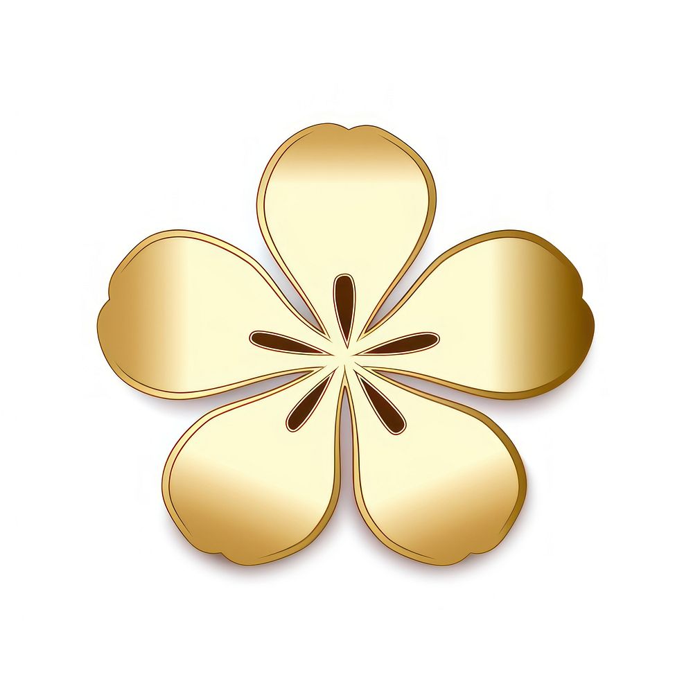 Sakura flower icon jewelry brooch gold. AI generated Image by rawpixel.