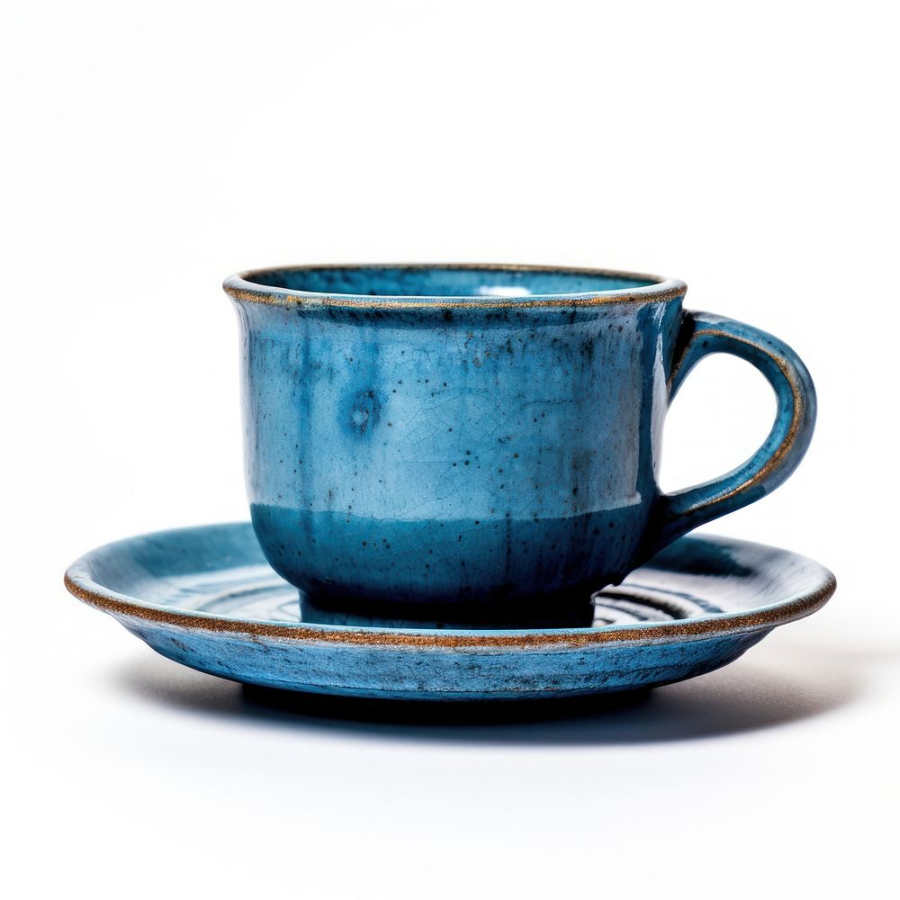 Single blue pot with saucer pottery coffee drink. AI generated Image by rawpixel.