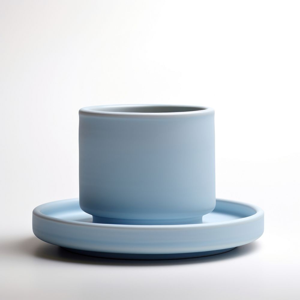 Single light blue pot with saucer porcelain pottery cup. AI generated Image by rawpixel.