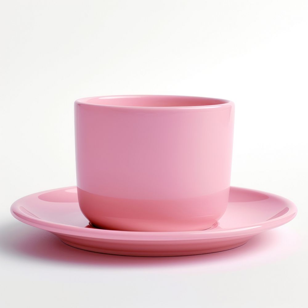 Single pink pot with saucer coffee cup mug. AI generated Image by rawpixel.