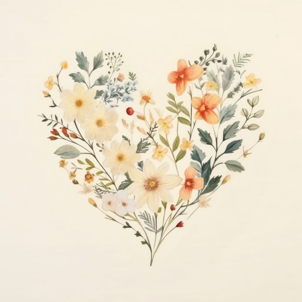 Tiny flowers and heart backgrounds pattern drawing. 