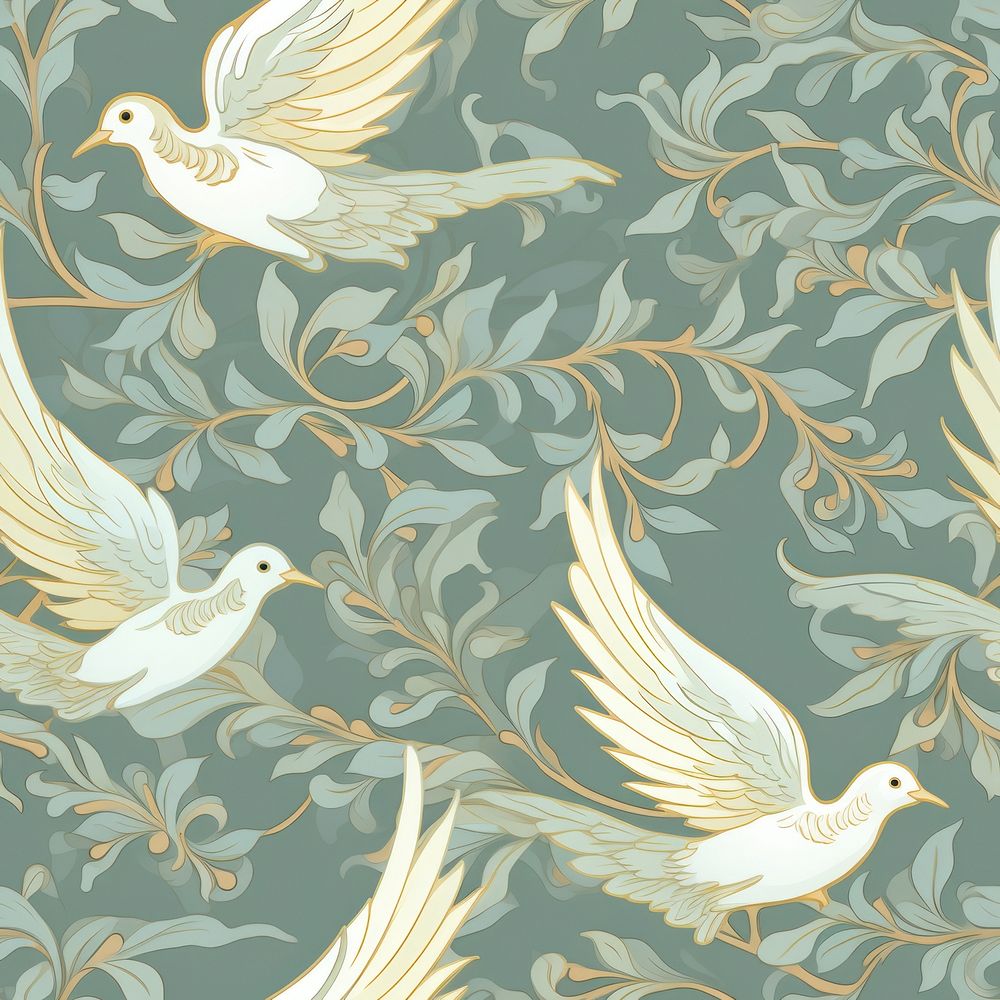 Doves art wallpaper pattern. 