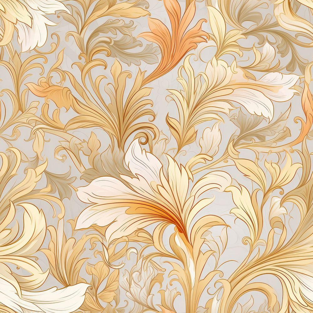 Floral pattern wallpaper line gold. 