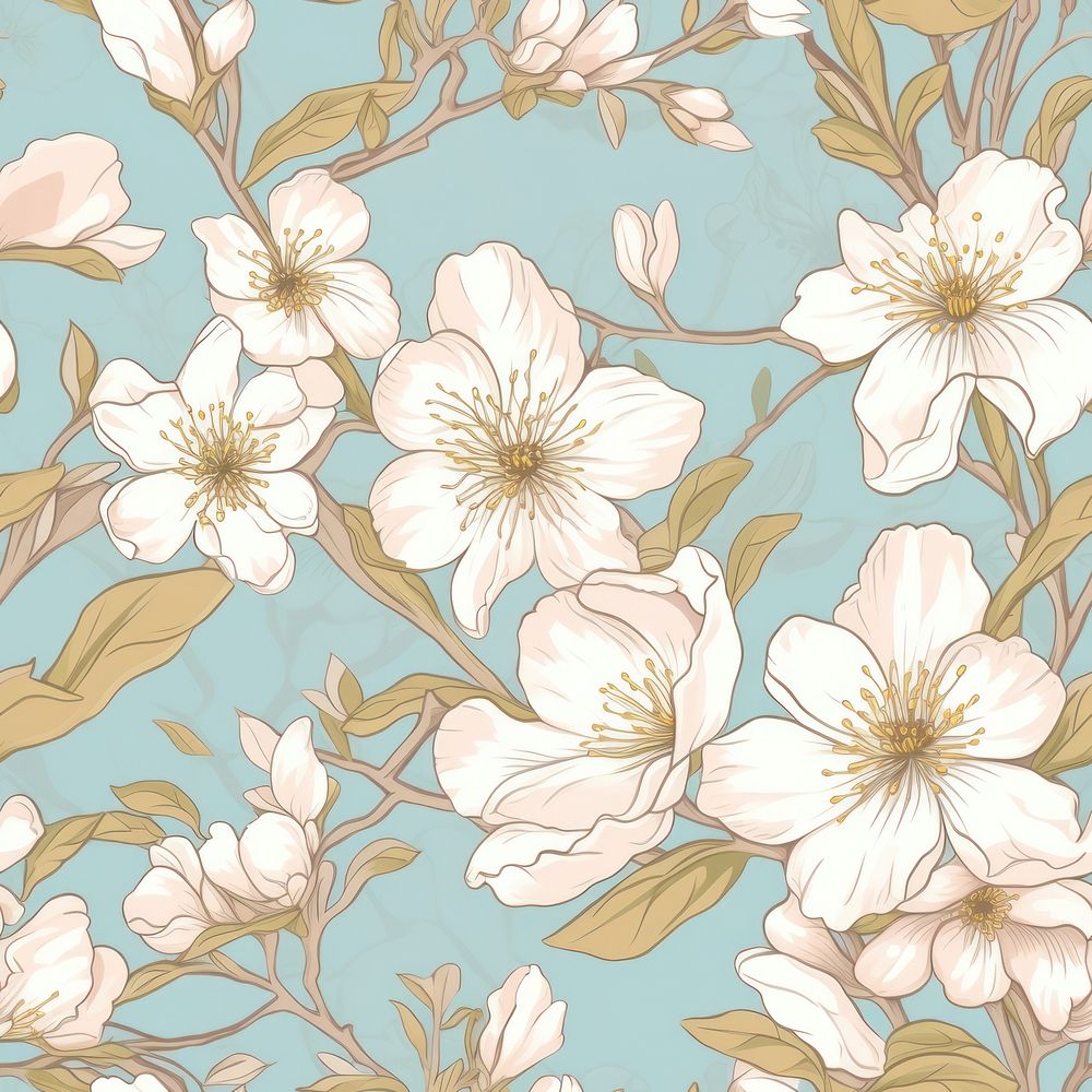 Sakura wallpaper blossom pattern. AI generated Image by rawpixel.