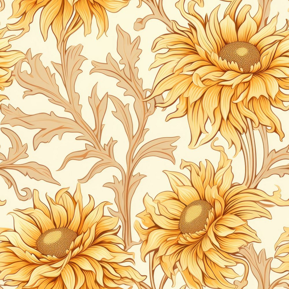 Sunflowers wallpaper pattern plant. AI generated Image by rawpixel.