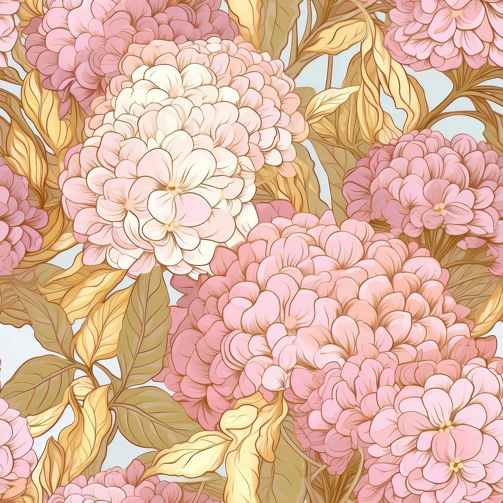 Pink hydrangea wallpaper pattern flower. AI generated Image by rawpixel.
