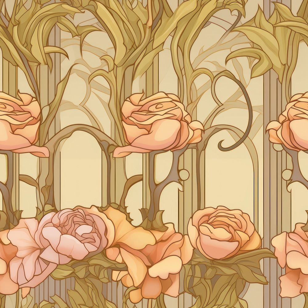 Roses wallpaper pattern line. AI generated Image by rawpixel.