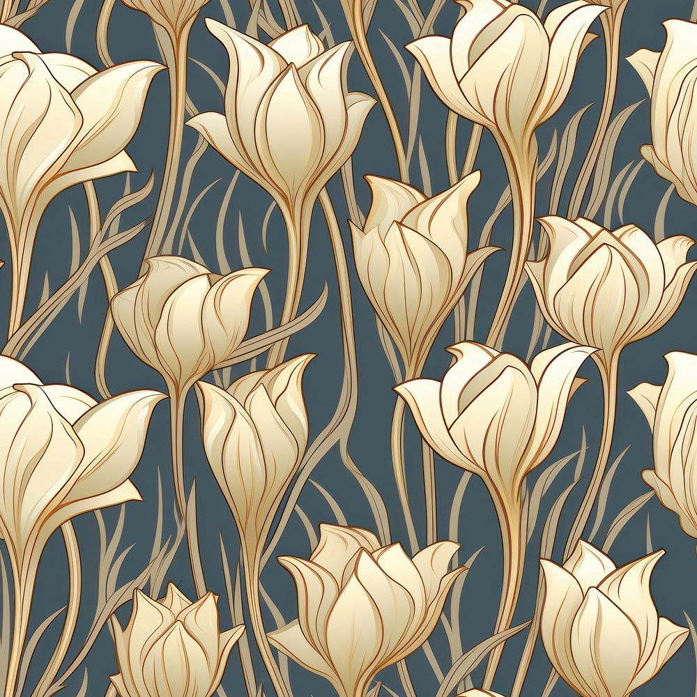 Tulips wallpaper pattern art. AI generated Image by rawpixel.