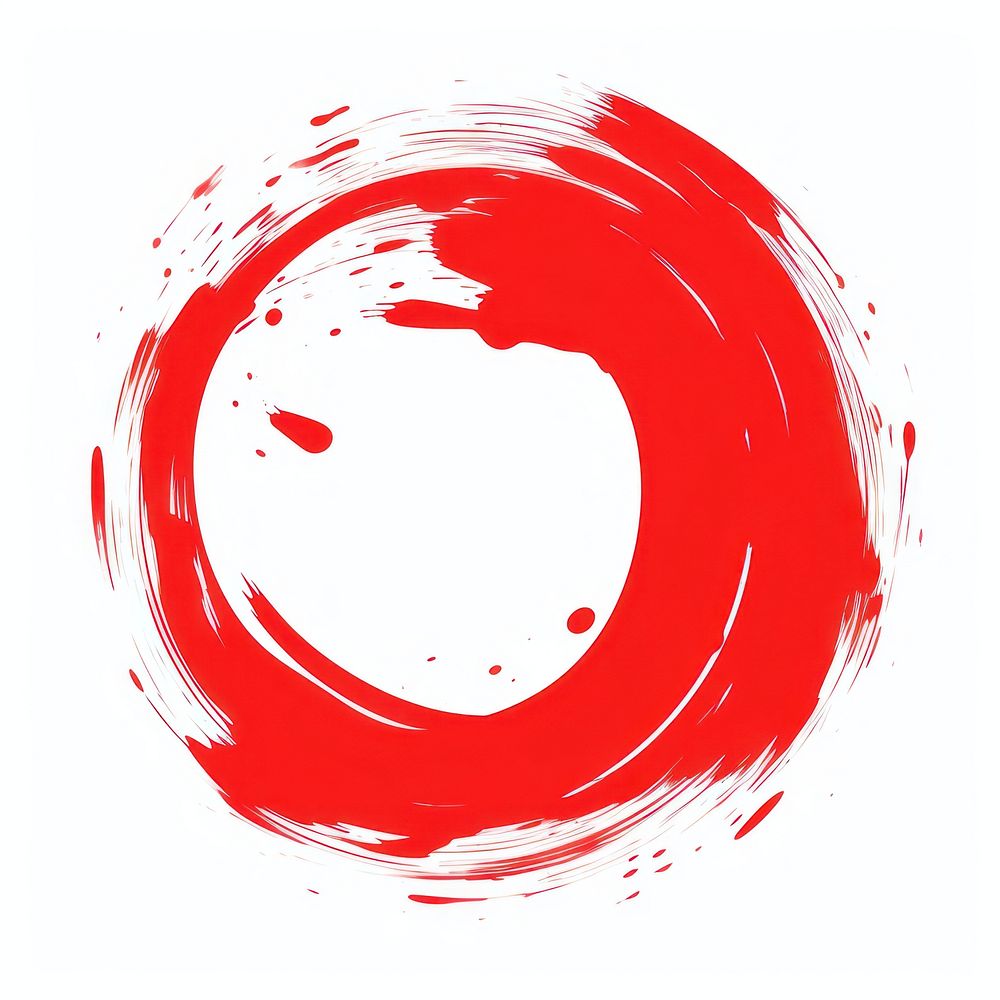 Red circle logo white background splattered. AI generated Image by rawpixel.
