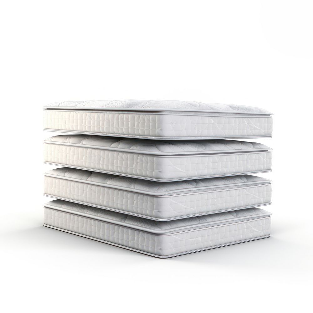 Four mattress stack of white on top of white white background architecture furniture. AI generated Image by rawpixel.