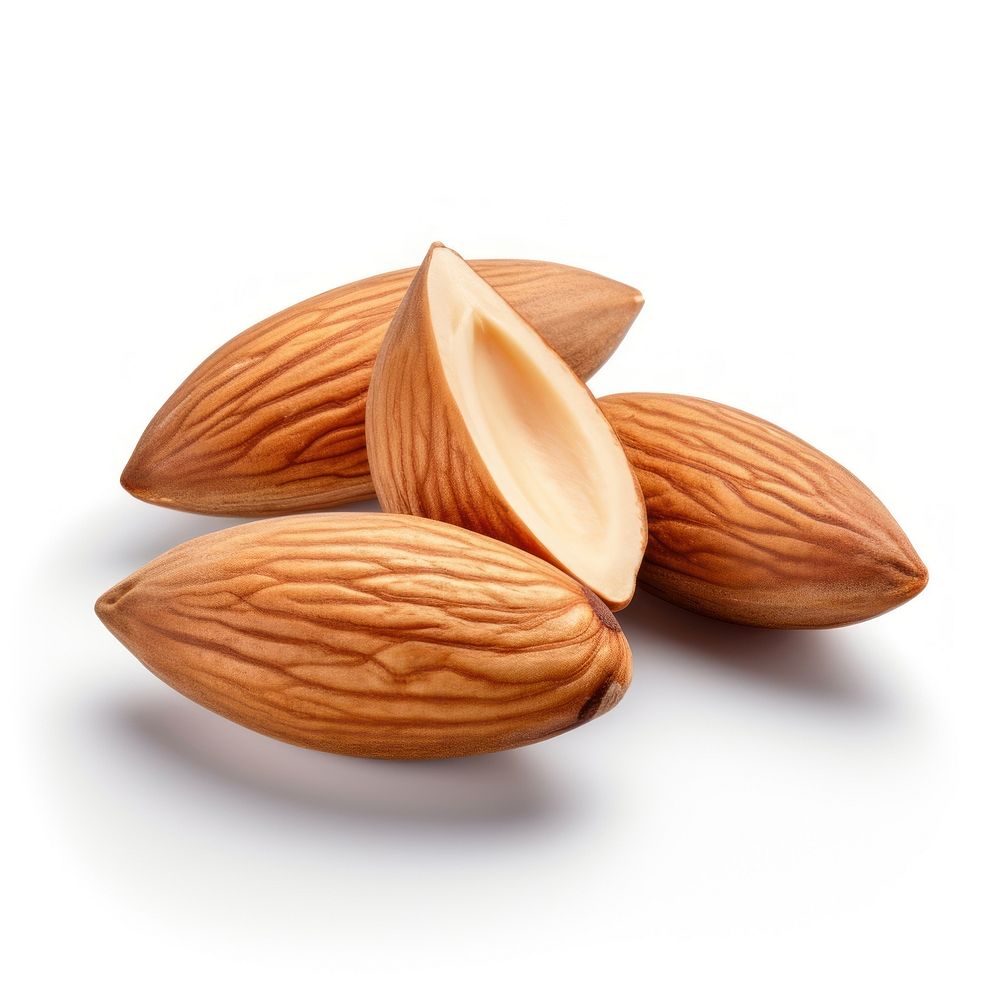 Fresh almonds food white background accessories. AI generated Image by rawpixel.