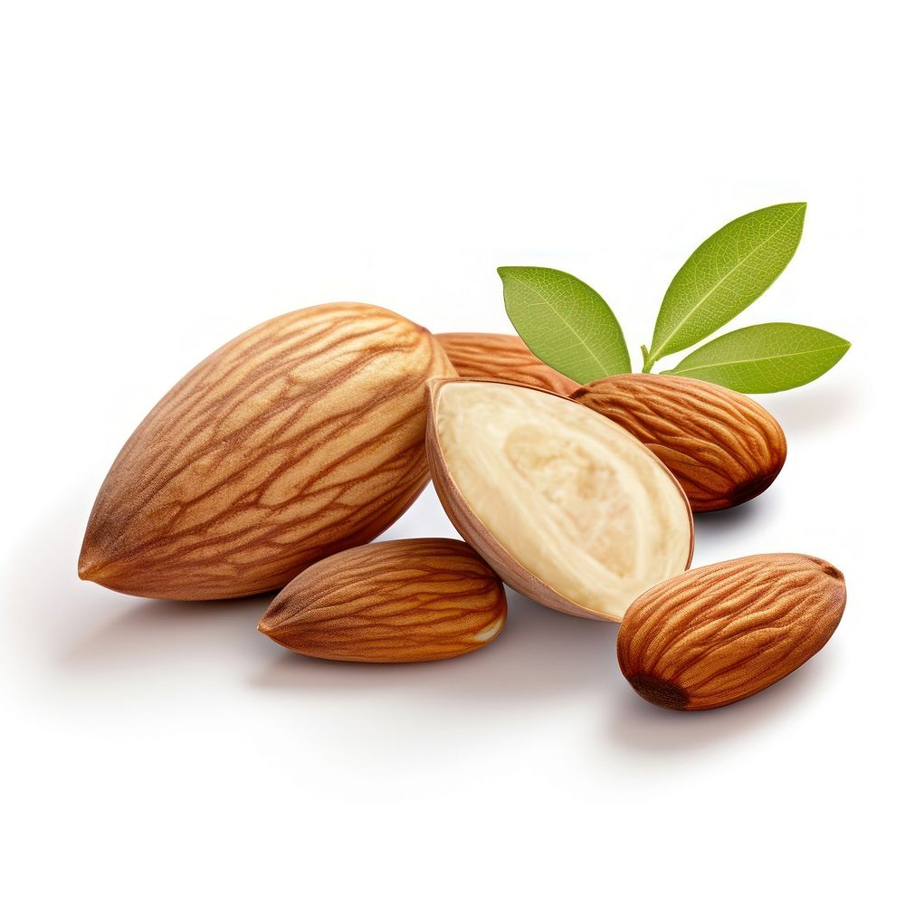 Fresh almonds food white background freshness. AI generated Image by rawpixel.
