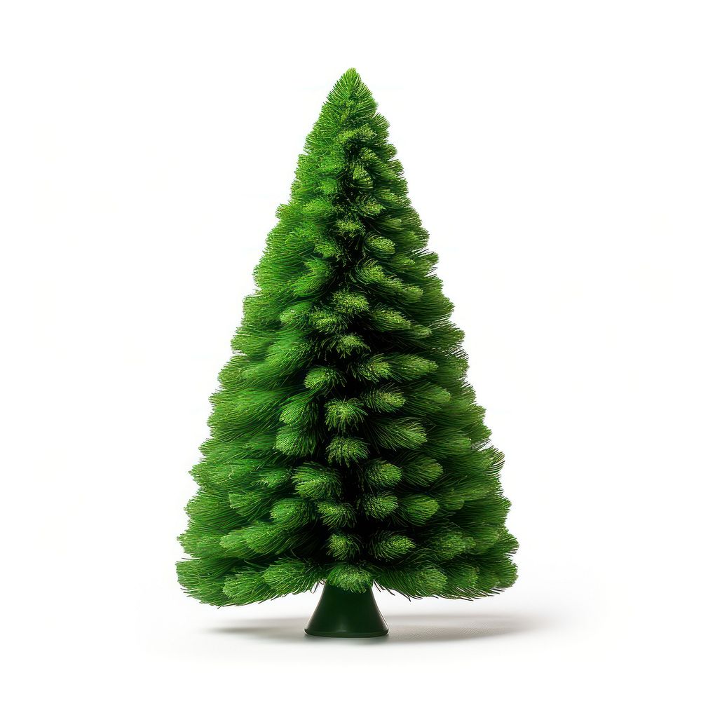 Small green plastic christmas tree plant fir white background. AI generated Image by rawpixel.
