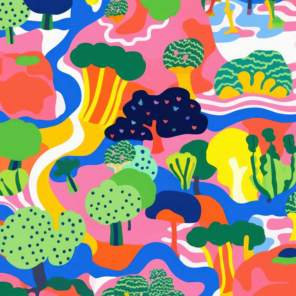 Vibrant Broccoli pattern abstract painting graphics. AI generated Image by rawpixel.