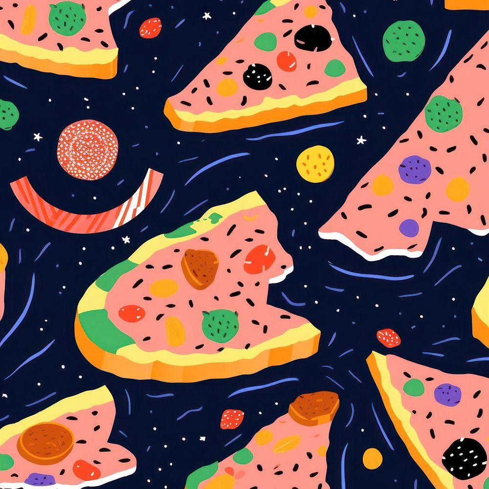 Vibrant pizza pattern food confectionery backgrounds. AI generated Image by rawpixel.