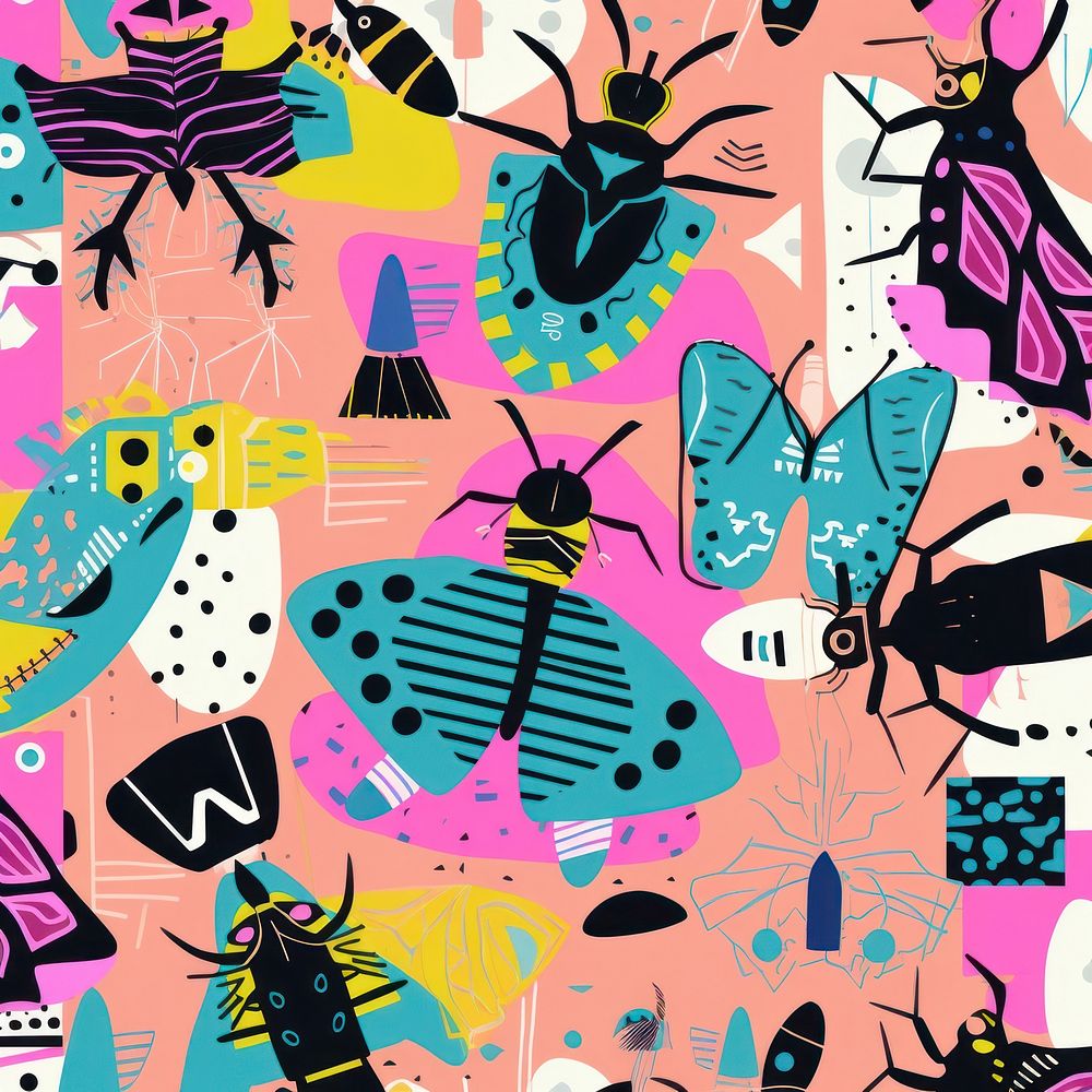 Vibrant insect pattern graphics animal art. AI generated Image by rawpixel.