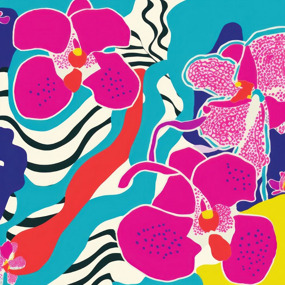 Vibrant orchid pattern abstract art backgrounds. AI generated Image by rawpixel.