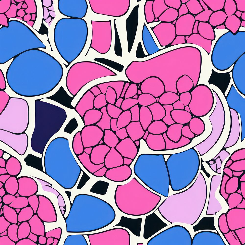 Vibrant pink hydrangea flowers pattern abstract purple art. AI generated Image by rawpixel.