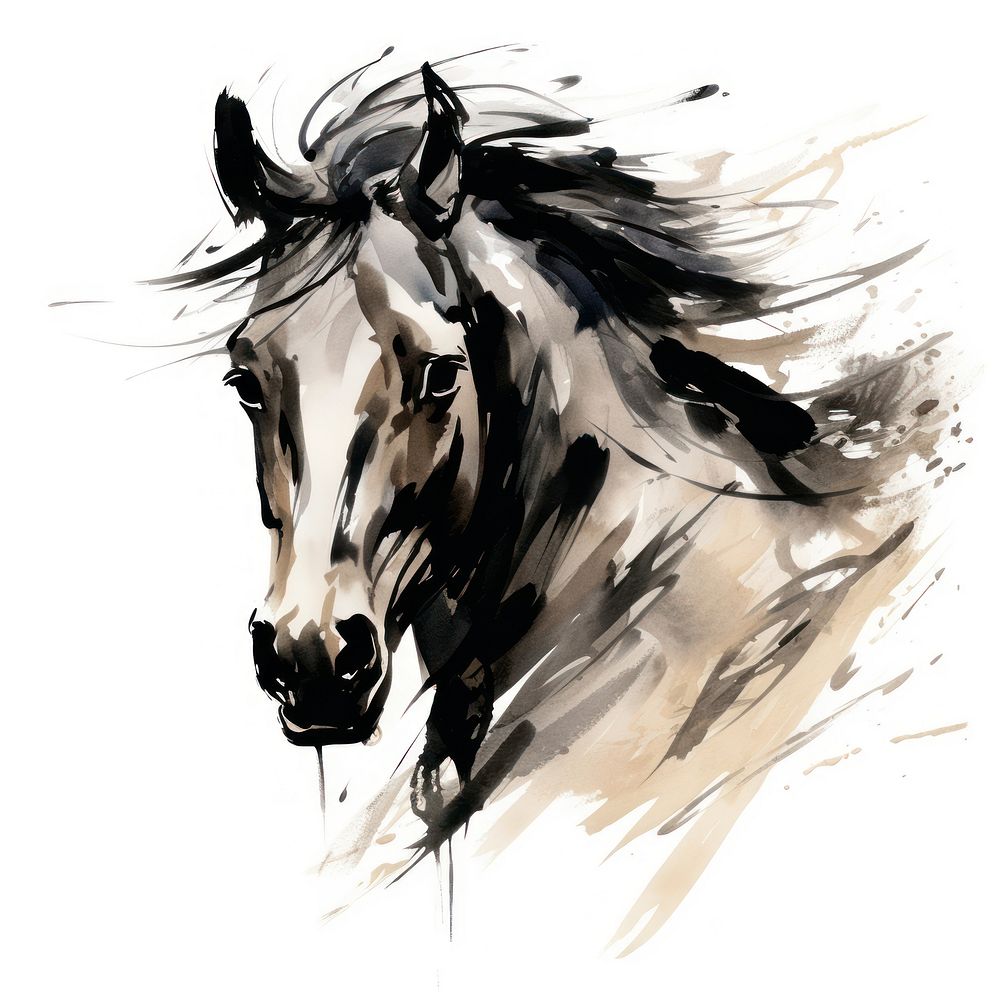 Head horse livestock drawing animal. AI generated Image by rawpixel.