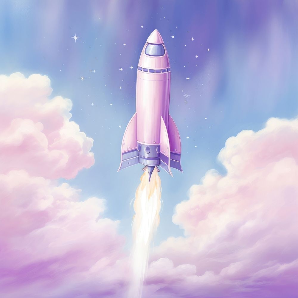 Rocket space ship aircraft vehicle purple. AI generated Image by rawpixel.
