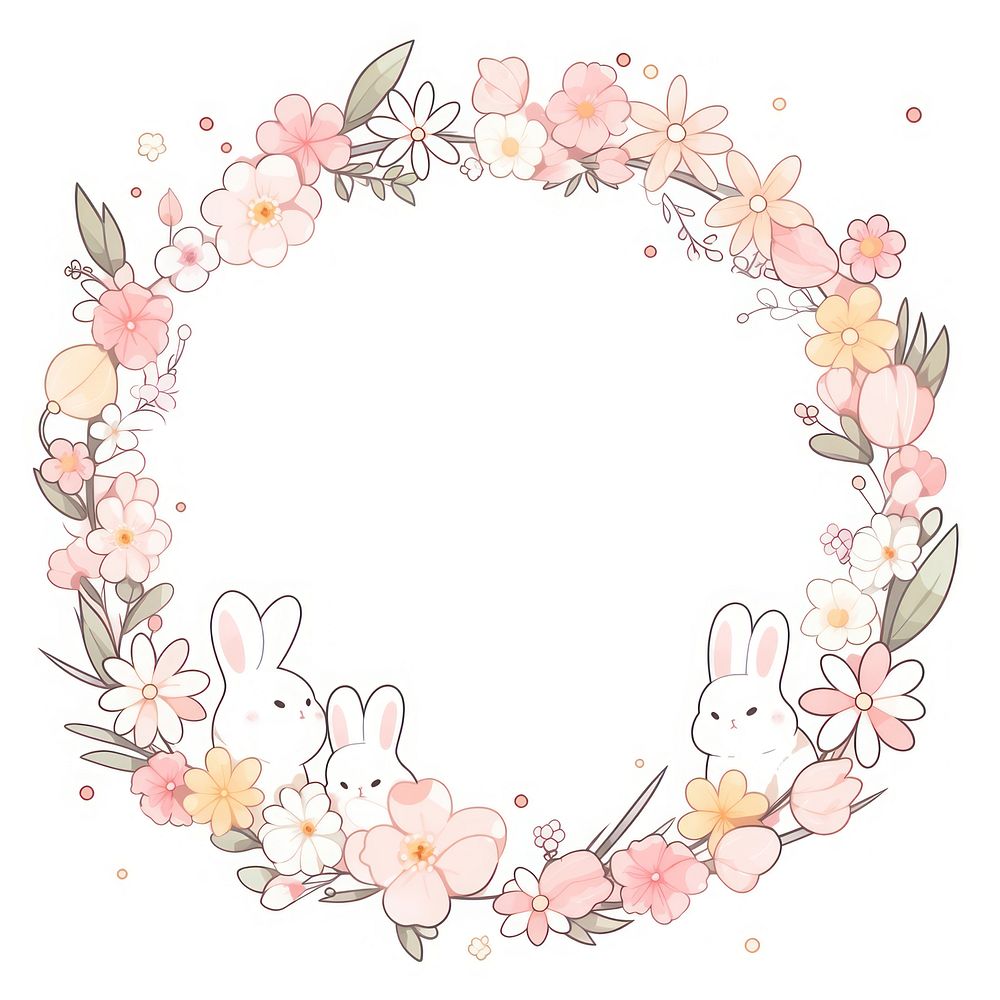 Cute bunny pattern flower art. AI generated Image by rawpixel.